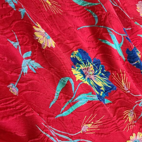 Vintage UMI Collection by Anne Crimmins Silk Skirt Red Floral Size 14 Hong Kong - Picture 8 of 11